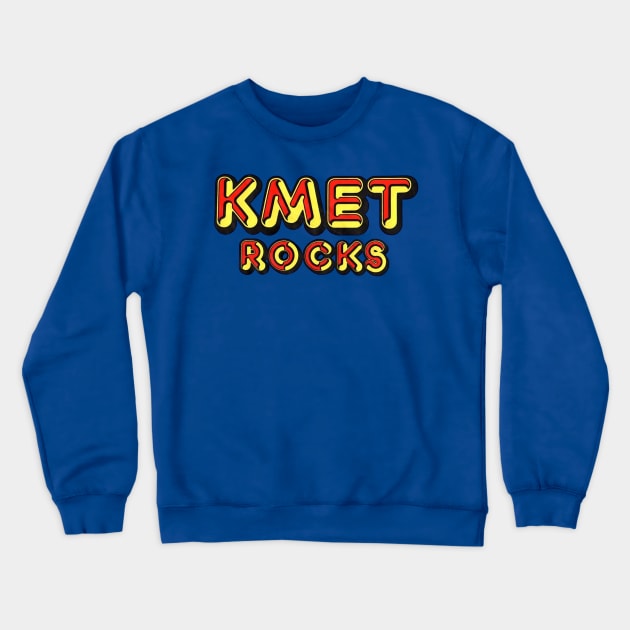 KMET - 94.7FM Los Angeles Defunct Radio Station ROCKS Crewneck Sweatshirt by RetroZest